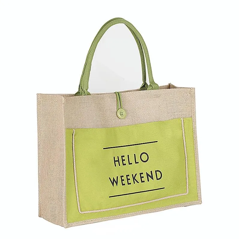 Hello Weekend Linen Tote Bag