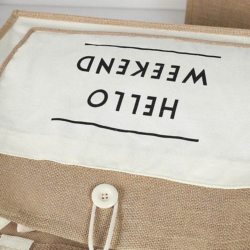 Hello Weekend Linen Tote Bag