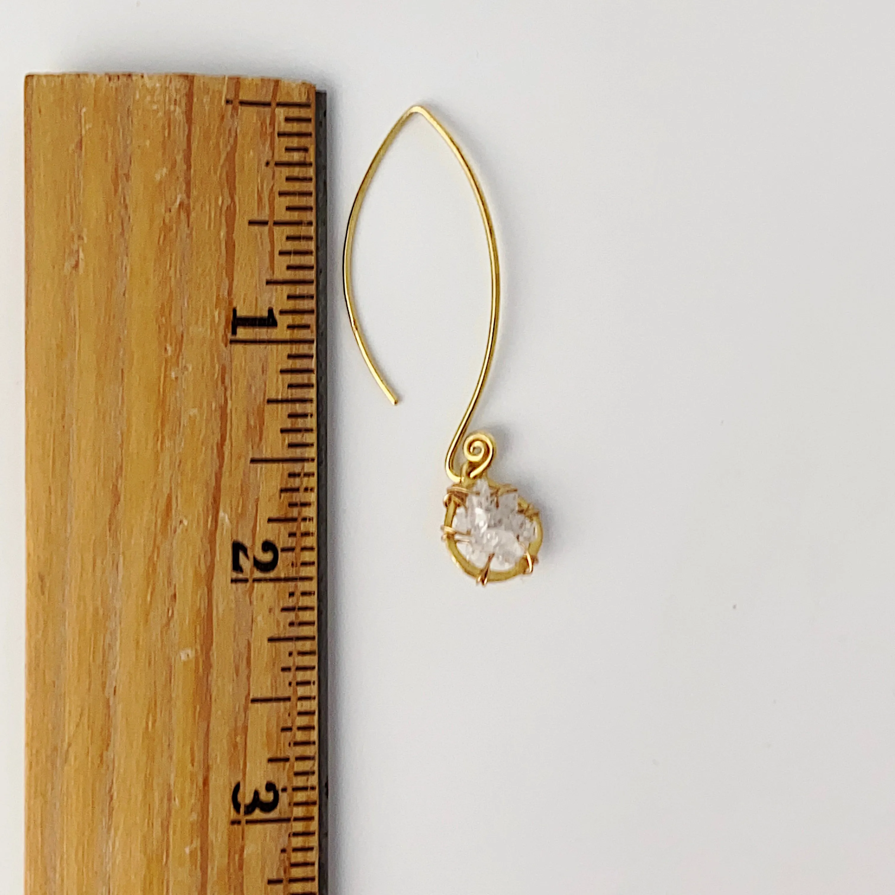 Herkimer Diamond Long Gold Dream Catcher Earrings