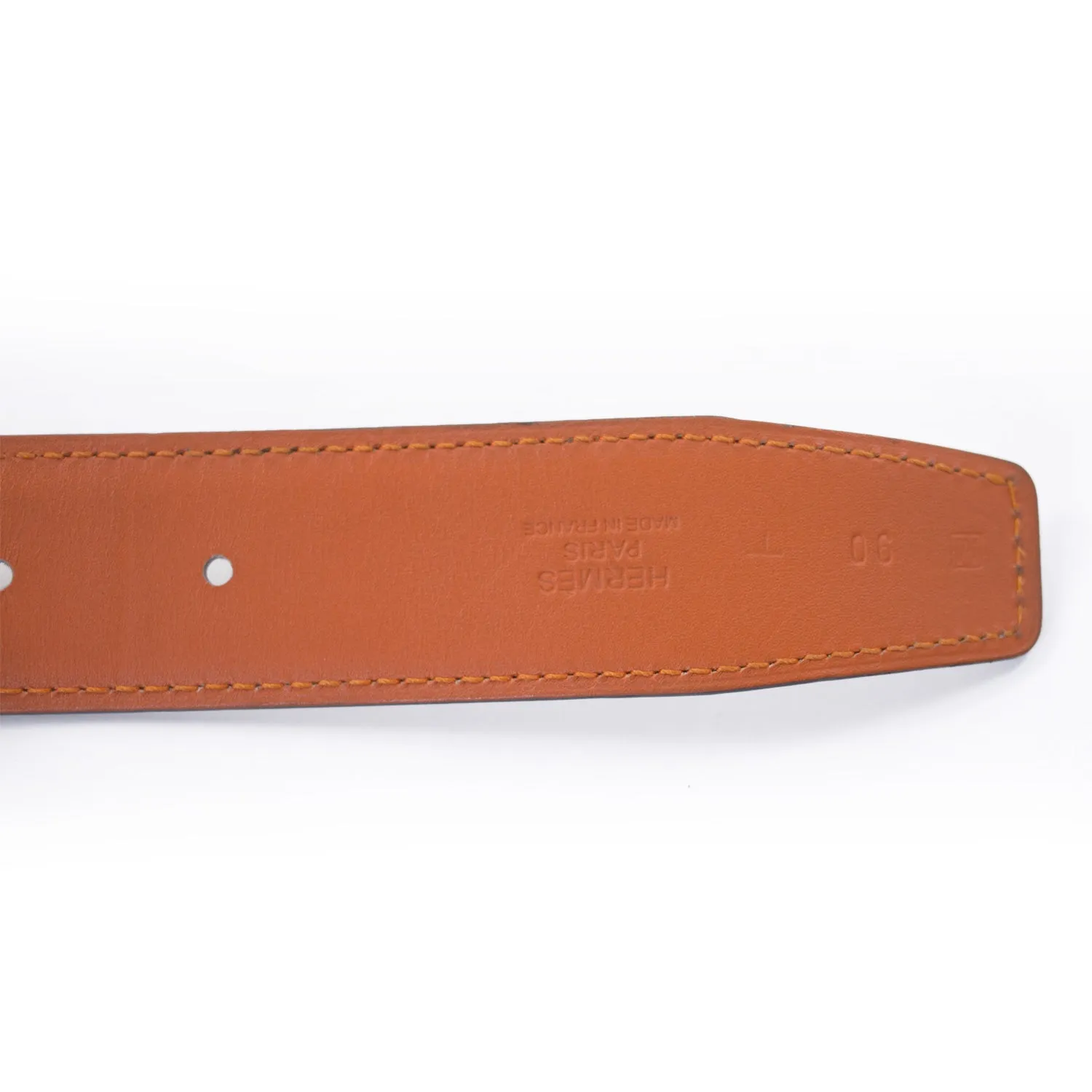 Hermès Orange and White Leather H Belt