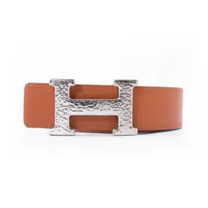 Hermès Orange and White Leather H Belt
