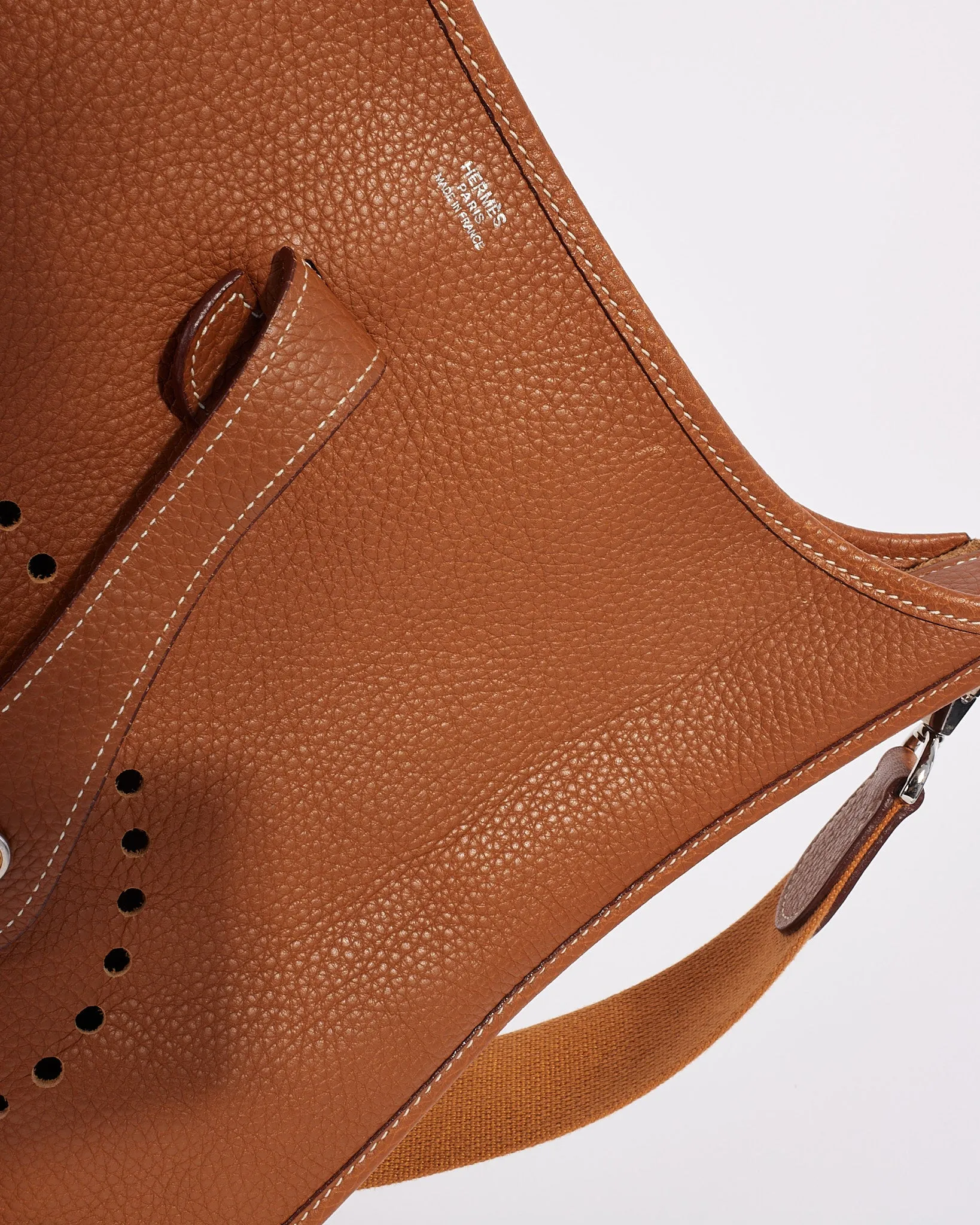 Hermès Tan (Gold) Clemence Leather Evelyne I GM Crossbody