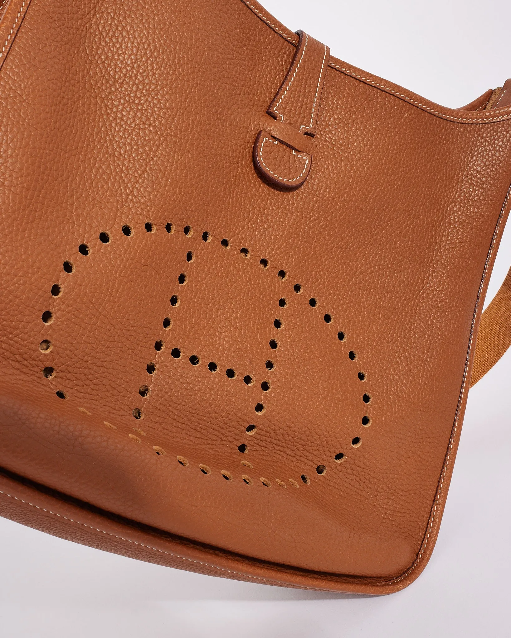 Hermès Tan (Gold) Clemence Leather Evelyne I GM Crossbody