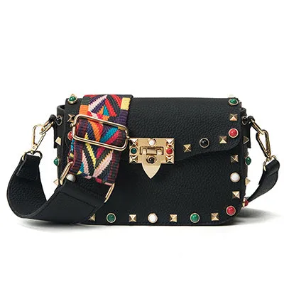 High Quality PU Leather Women Crossbody Bags Fashion Color Rivet Design Women Shoulder Bags Color Shoulder Strap Ladies Bag 2017