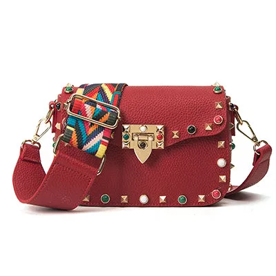 High Quality PU Leather Women Crossbody Bags Fashion Color Rivet Design Women Shoulder Bags Color Shoulder Strap Ladies Bag 2017