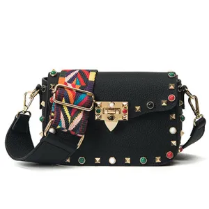 High Quality PU Leather Women Crossbody Bags Fashion Color Rivet Design Women Shoulder Bags Color Shoulder Strap Ladies Bag 2017