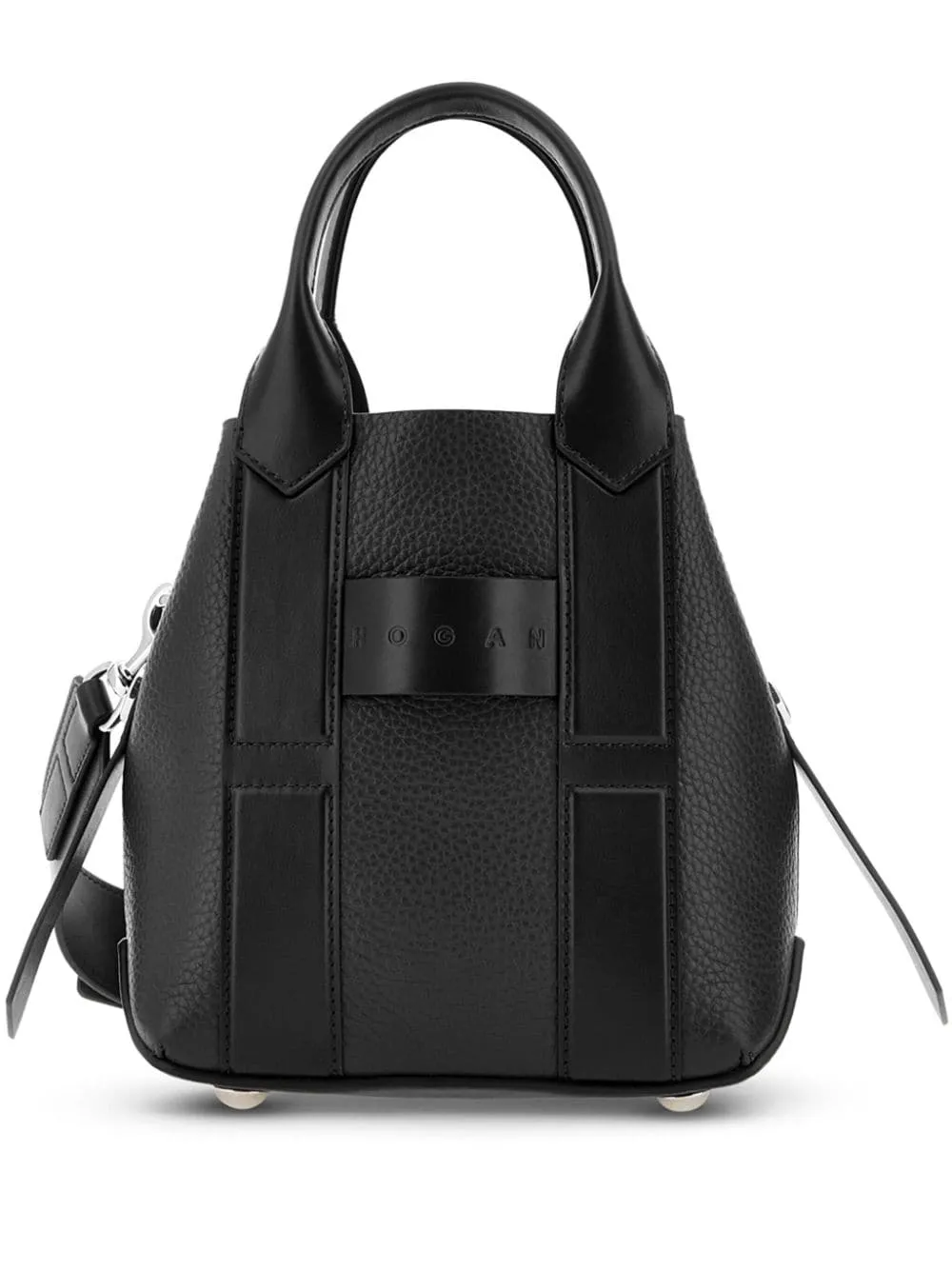 Hogan script small leather tote bag