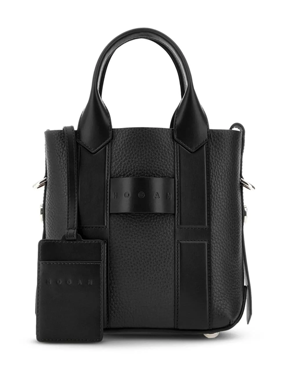 Hogan script small leather tote bag