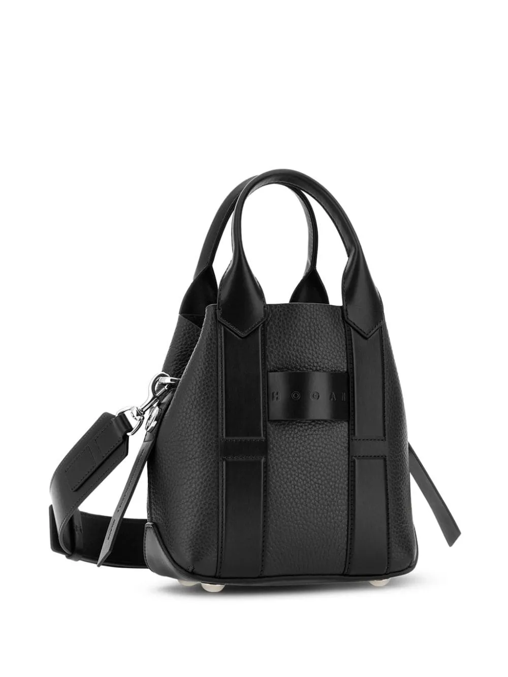 Hogan script small leather tote bag