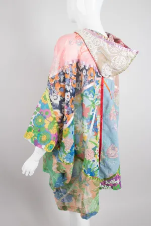 Hooded Floral Patchwork Poncho