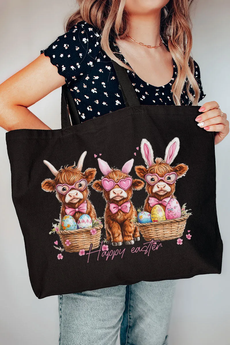 Hoppy Highland Easter Canvas Jumbo Tote