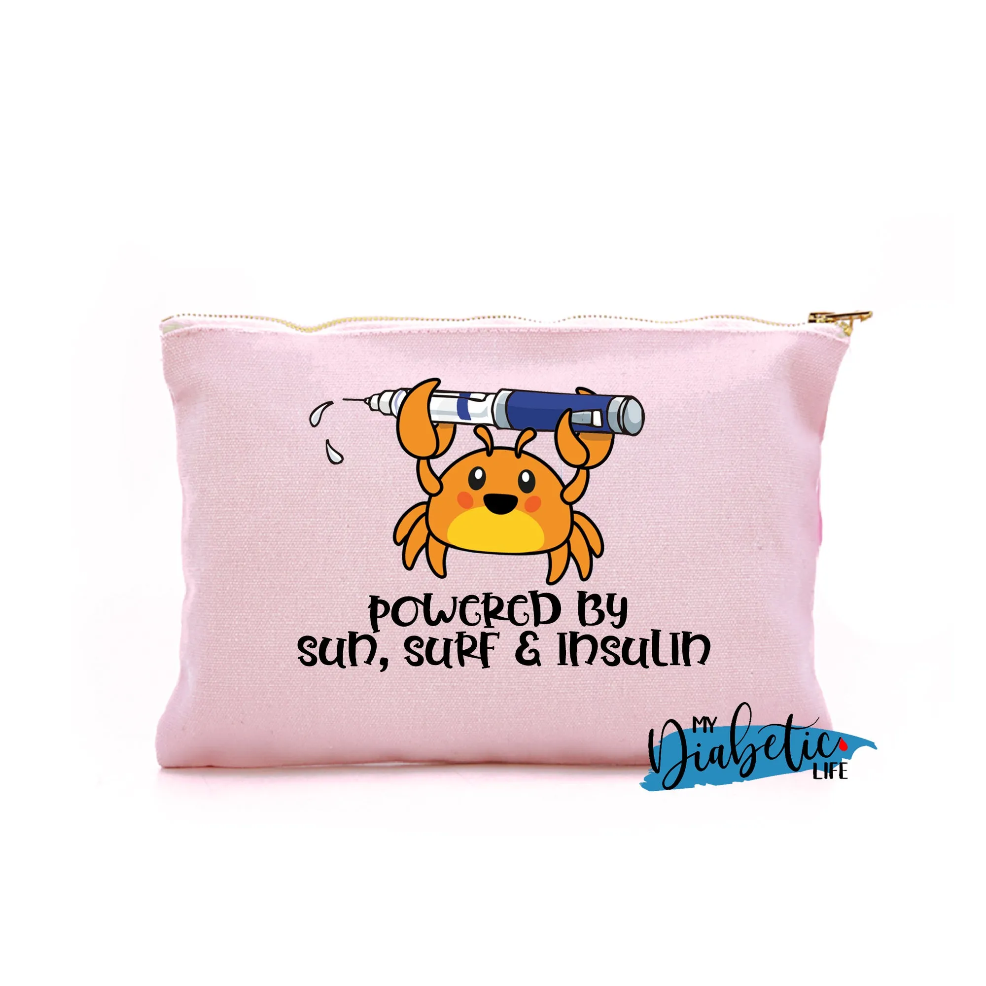 Im a crab - Powered by Sun Surf & Insulin - Carry all storage bag
