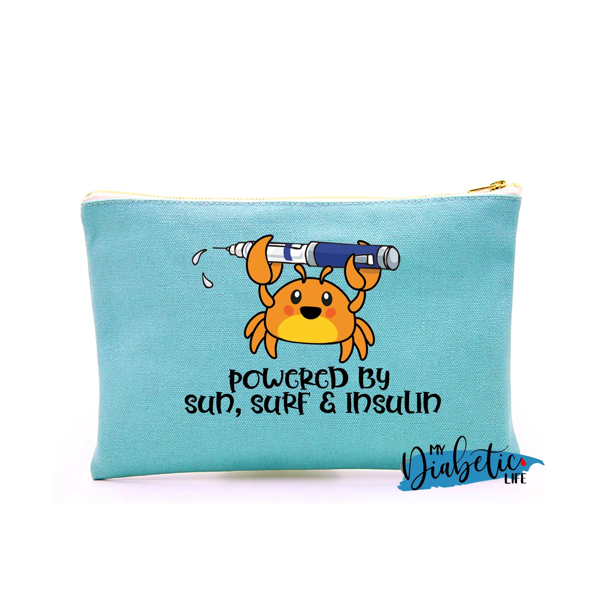 Im a crab - Powered by Sun Surf & Insulin - Carry all storage bag