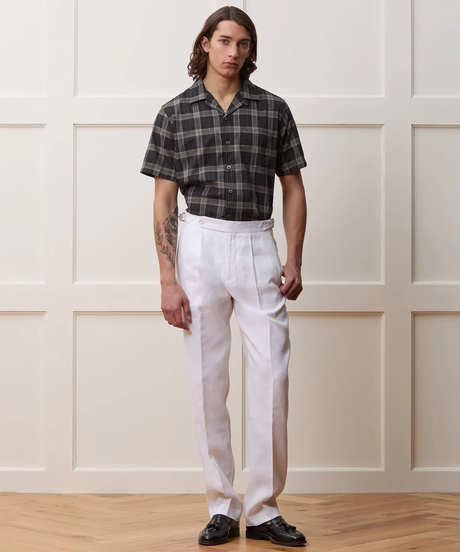 Irish Linen Side Tab Trouser