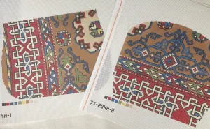 Jeni Sandberg Needlepoint JS204A (1 and 2) Holbein Purse and Flap- Red and Brown