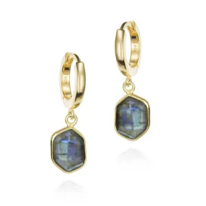 Jorge Revilla Spain Geo Labradorite Sterling 18K Gold Vermeil Drop Earrings