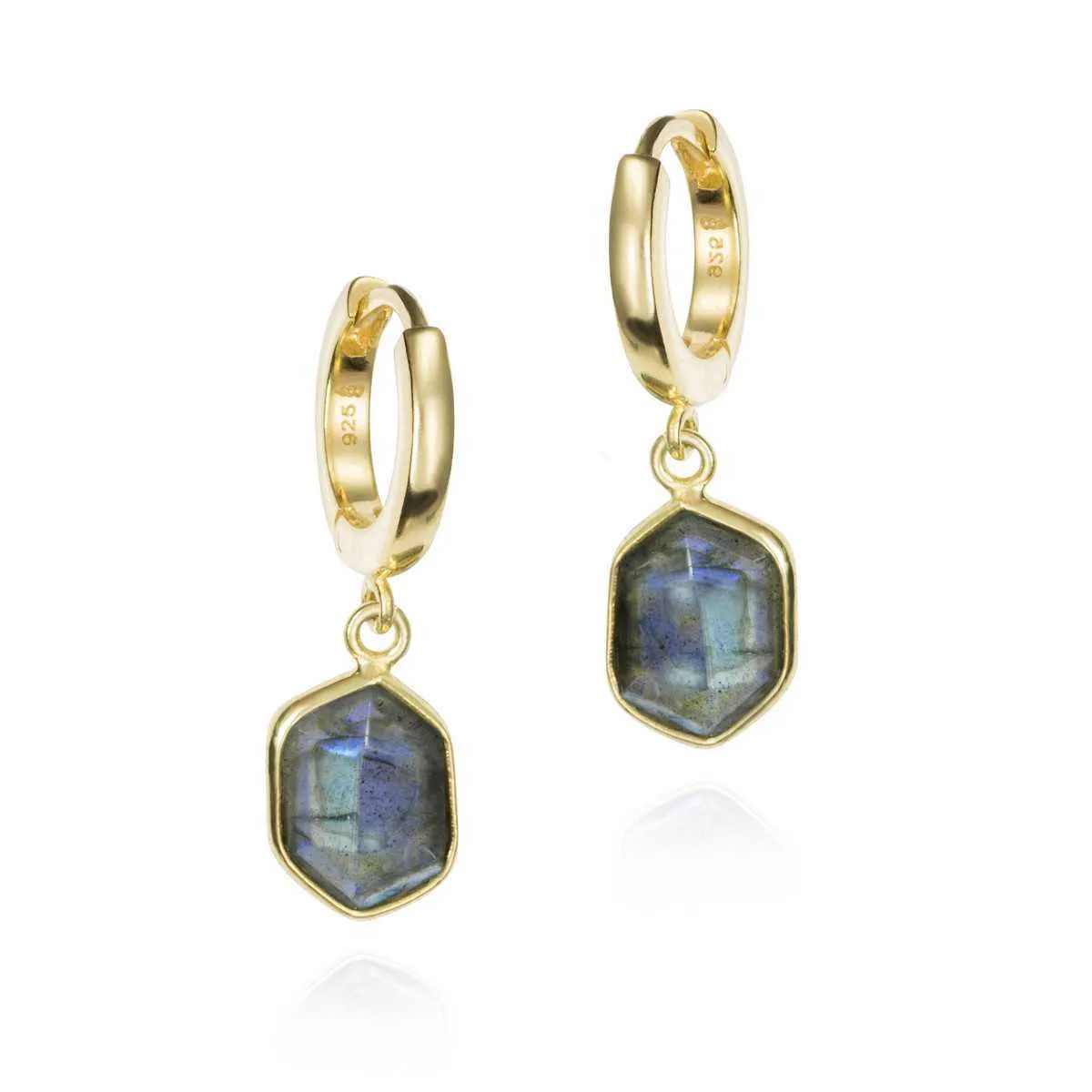 Jorge Revilla Spain Geo Labradorite Sterling 18K Gold Vermeil Drop Earrings