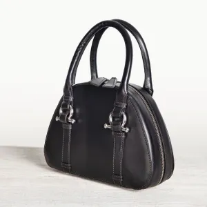 Kella - Equestrian Horse Bit Vanity Bag in Italian Black Leather