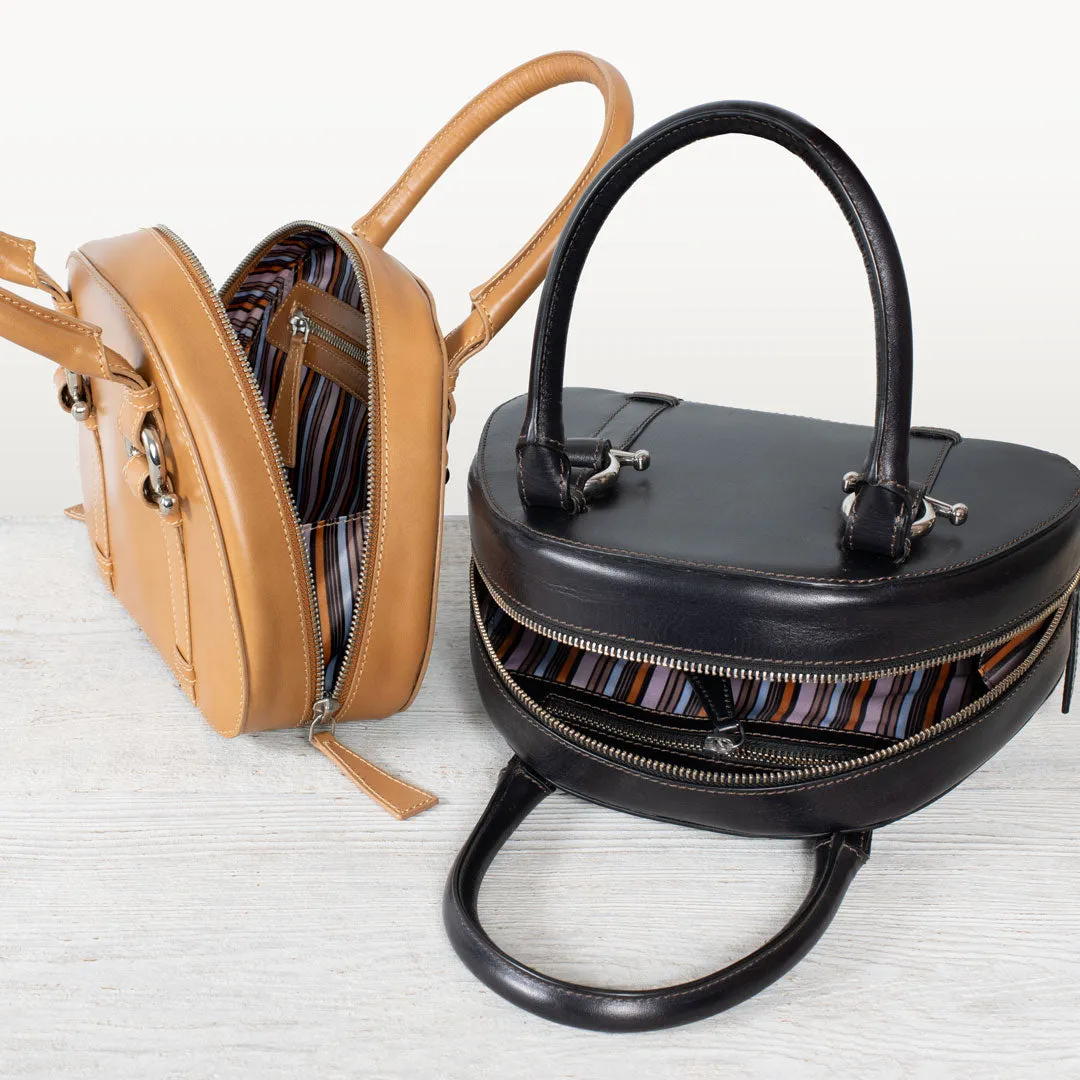 Kella - Equestrian Horse Bit Vanity Bag in Italian Black Leather