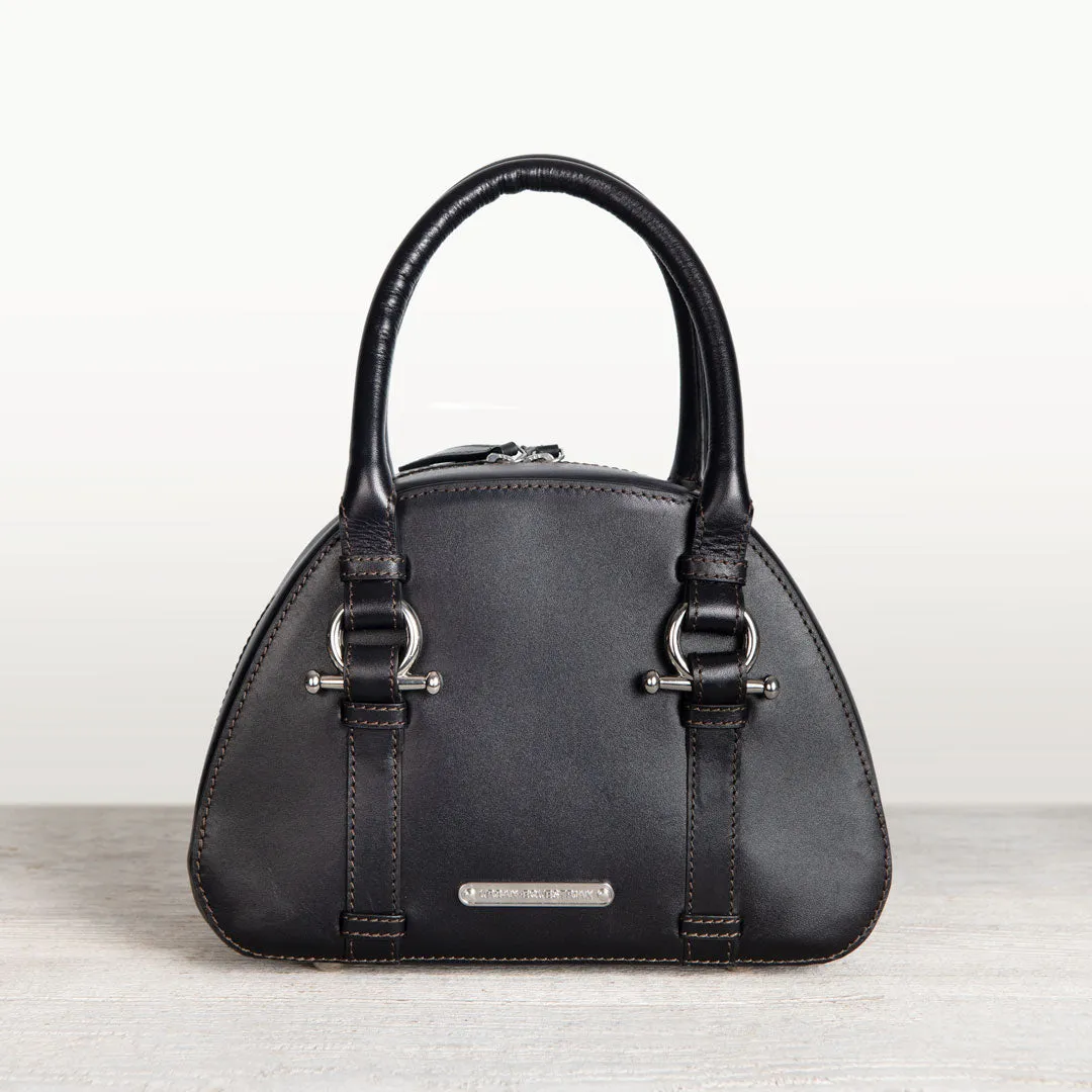 Kella - Equestrian Horse Bit Vanity Bag in Italian Black Leather