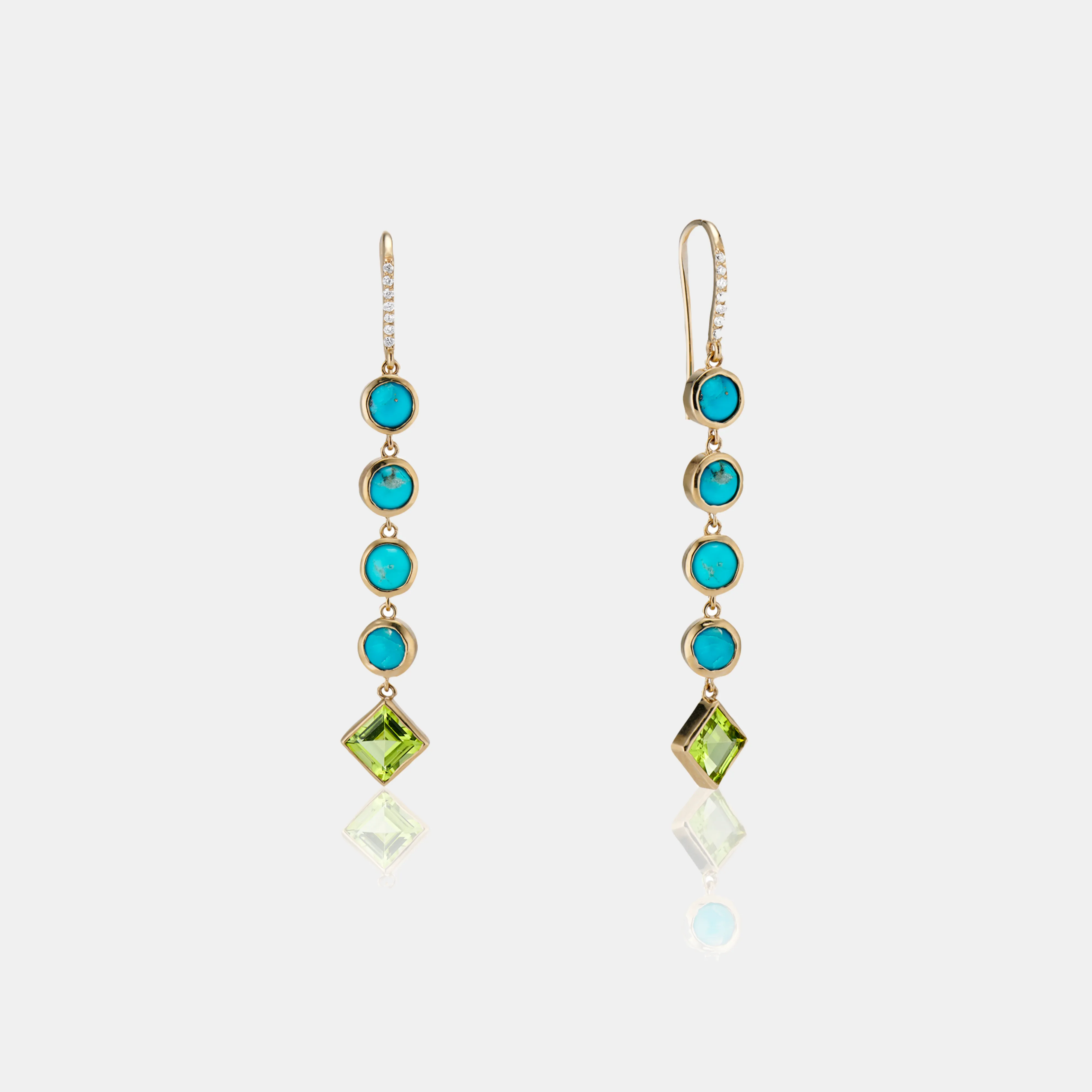 Kingman Turquoise   Peridot Drop Earrings