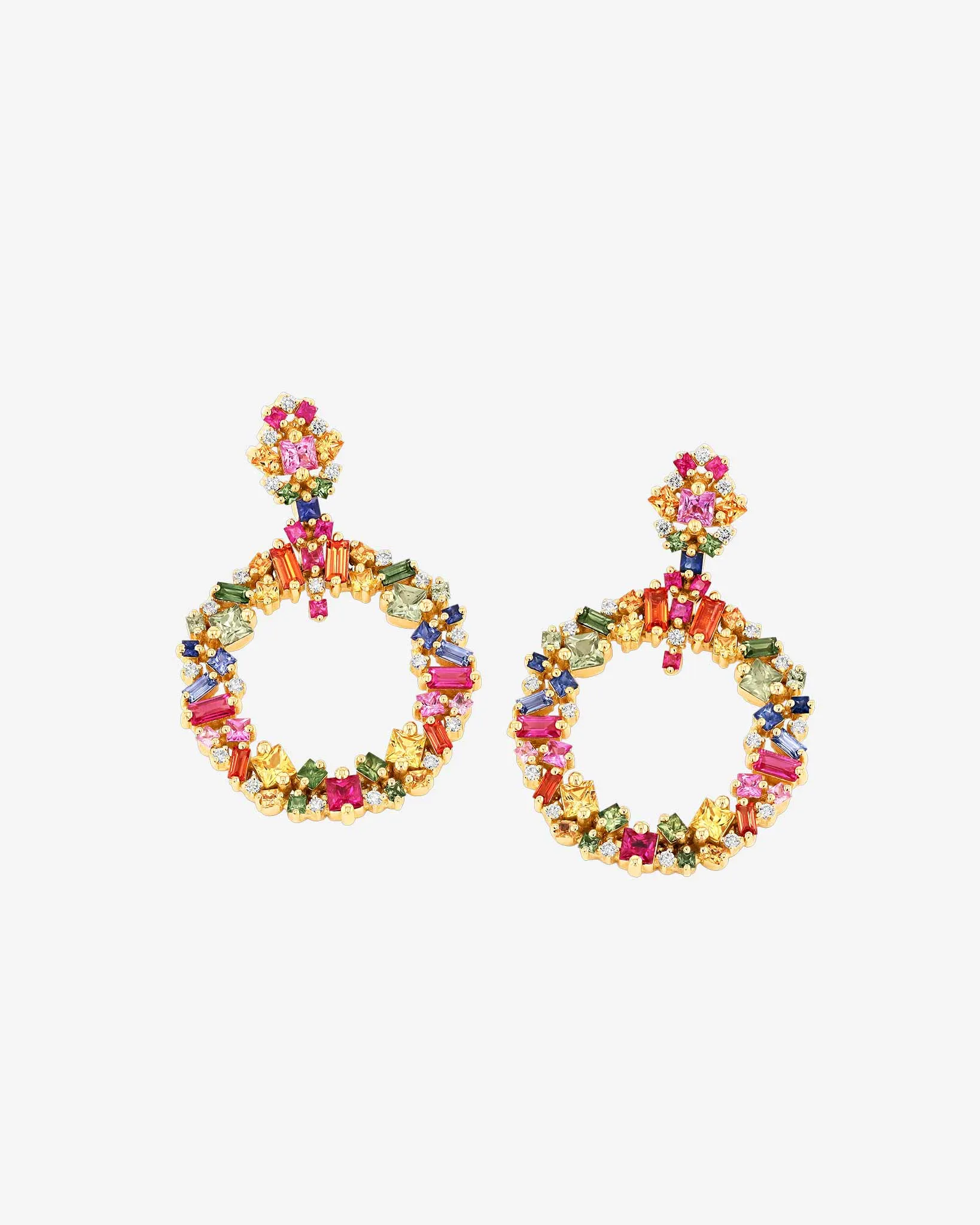 La Fantaisie Eclipse Rainbow Sapphire Drop Earrings
