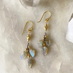 Labradorite Cascade Leaf Earrings