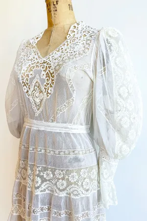 Lace Balloon Sleeve Dress