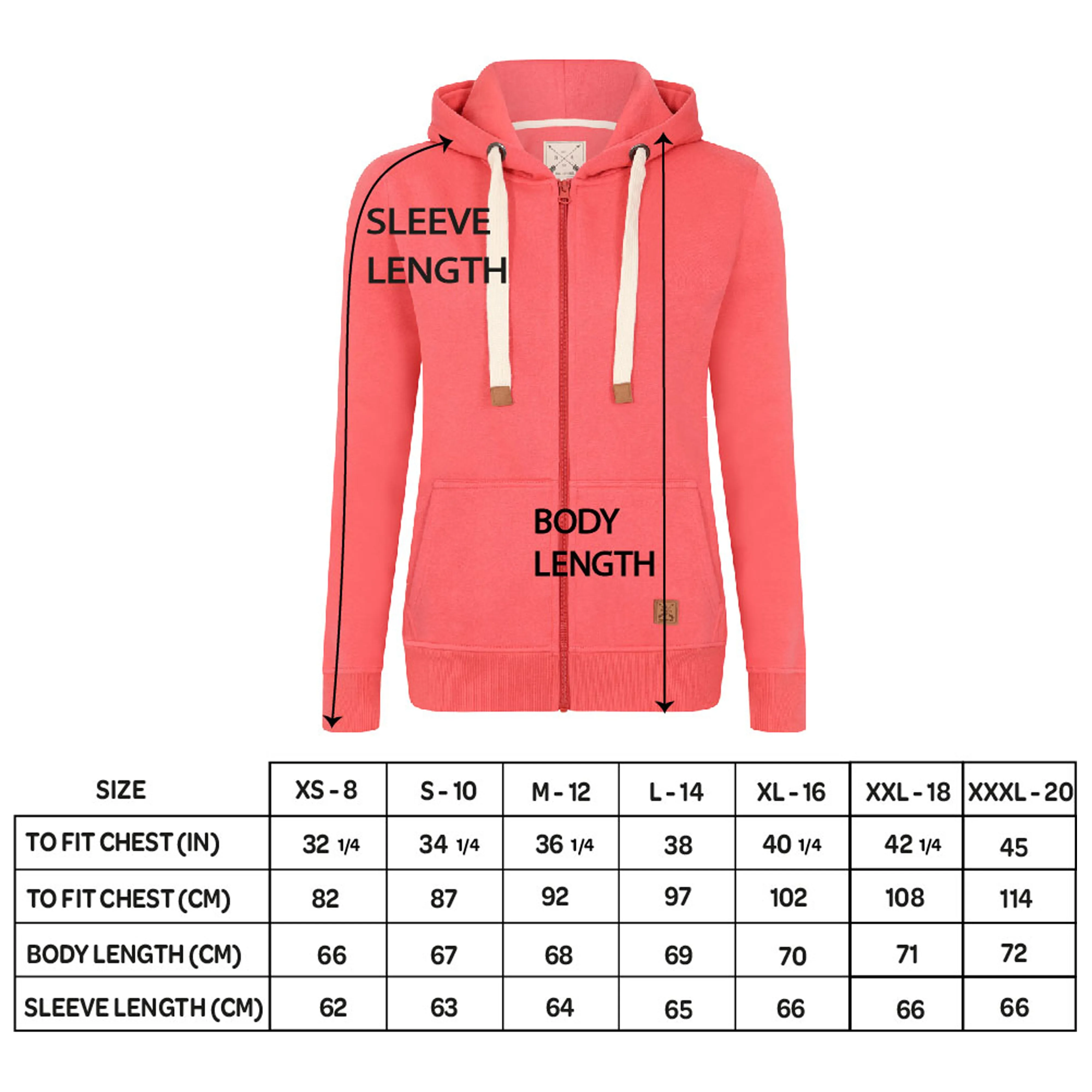 Ladies Fleece Lined Full Zip Hoodie - Navy
