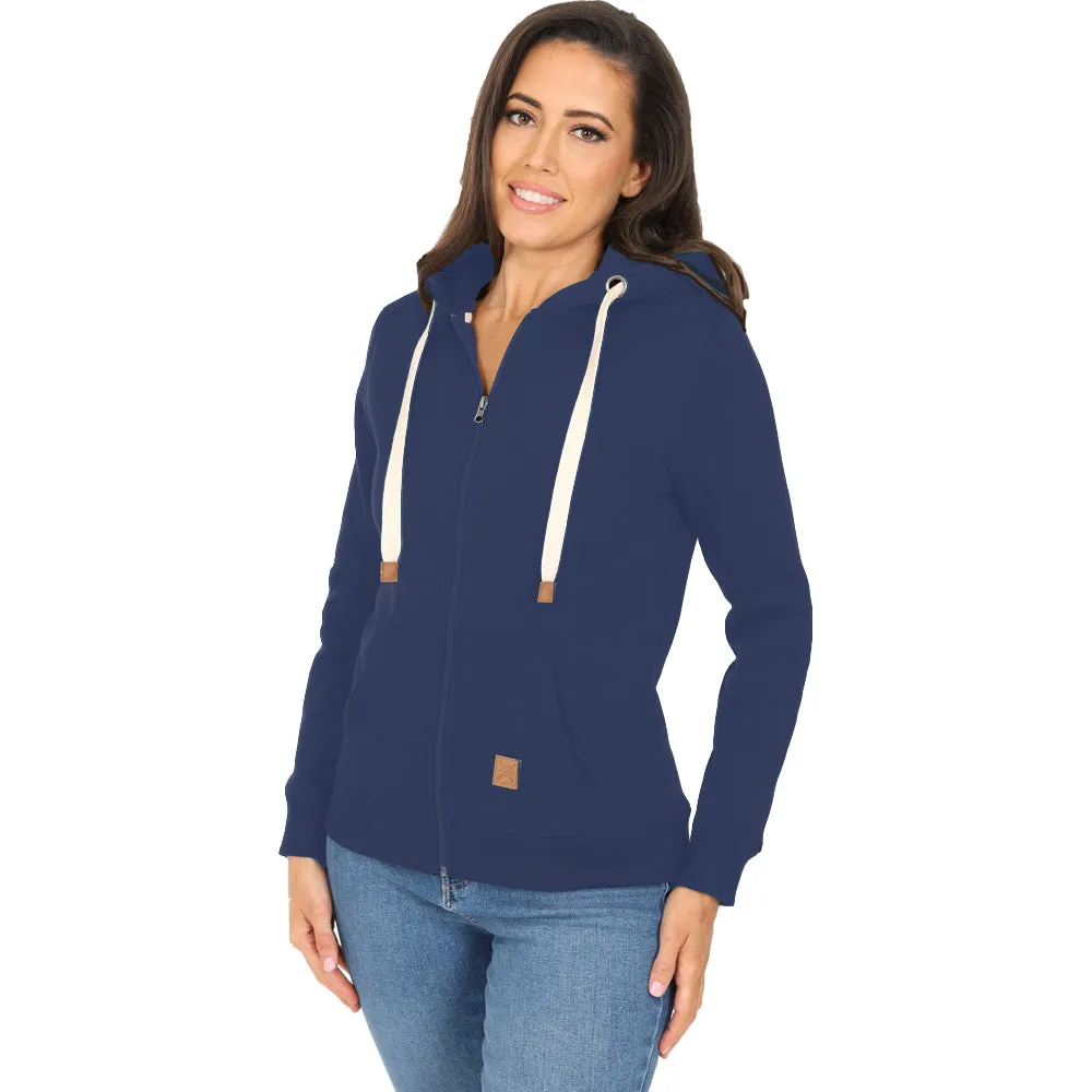 Ladies Fleece Lined Full Zip Hoodie - Navy