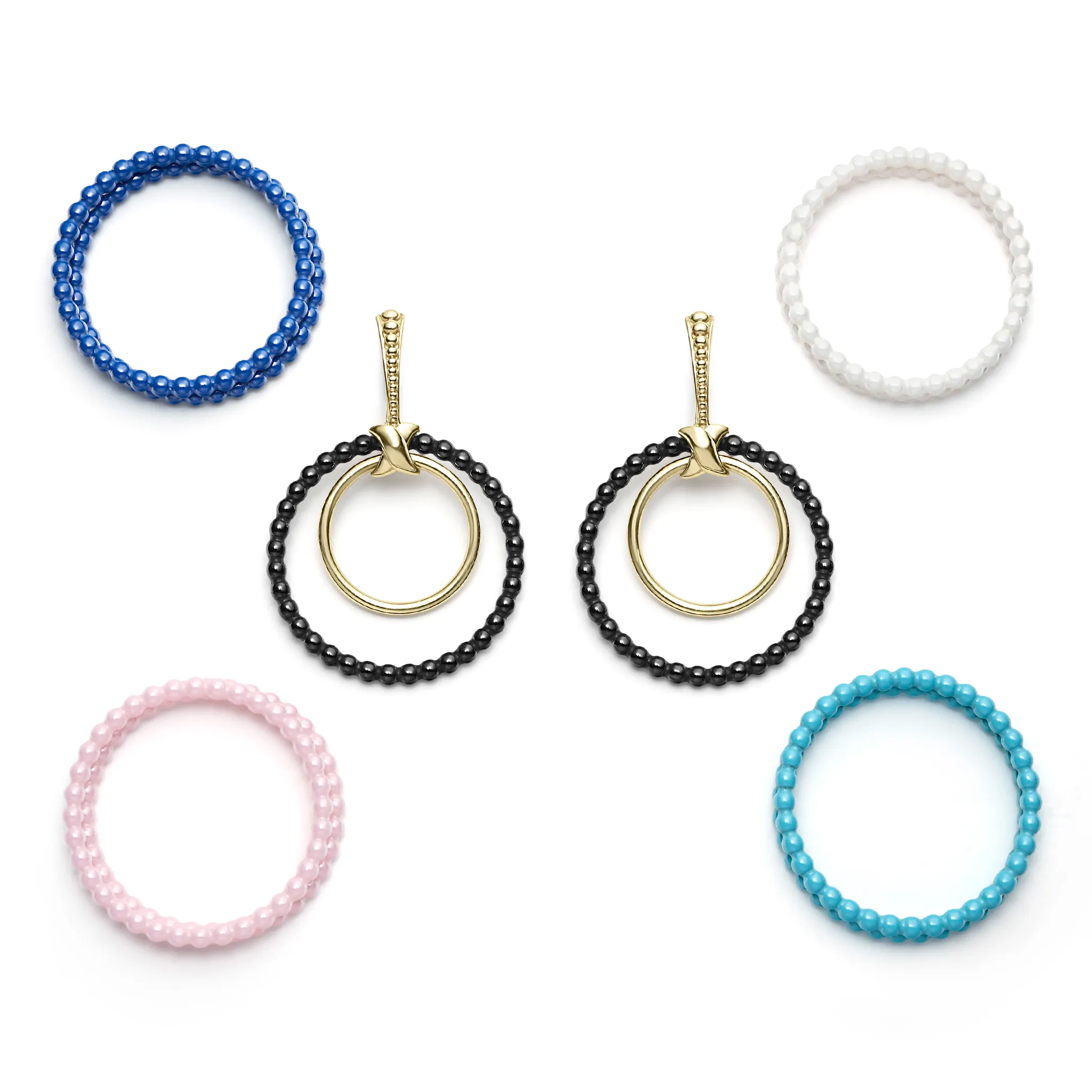 LAGOS Caviar Gold Double Circle Gold Earring Set