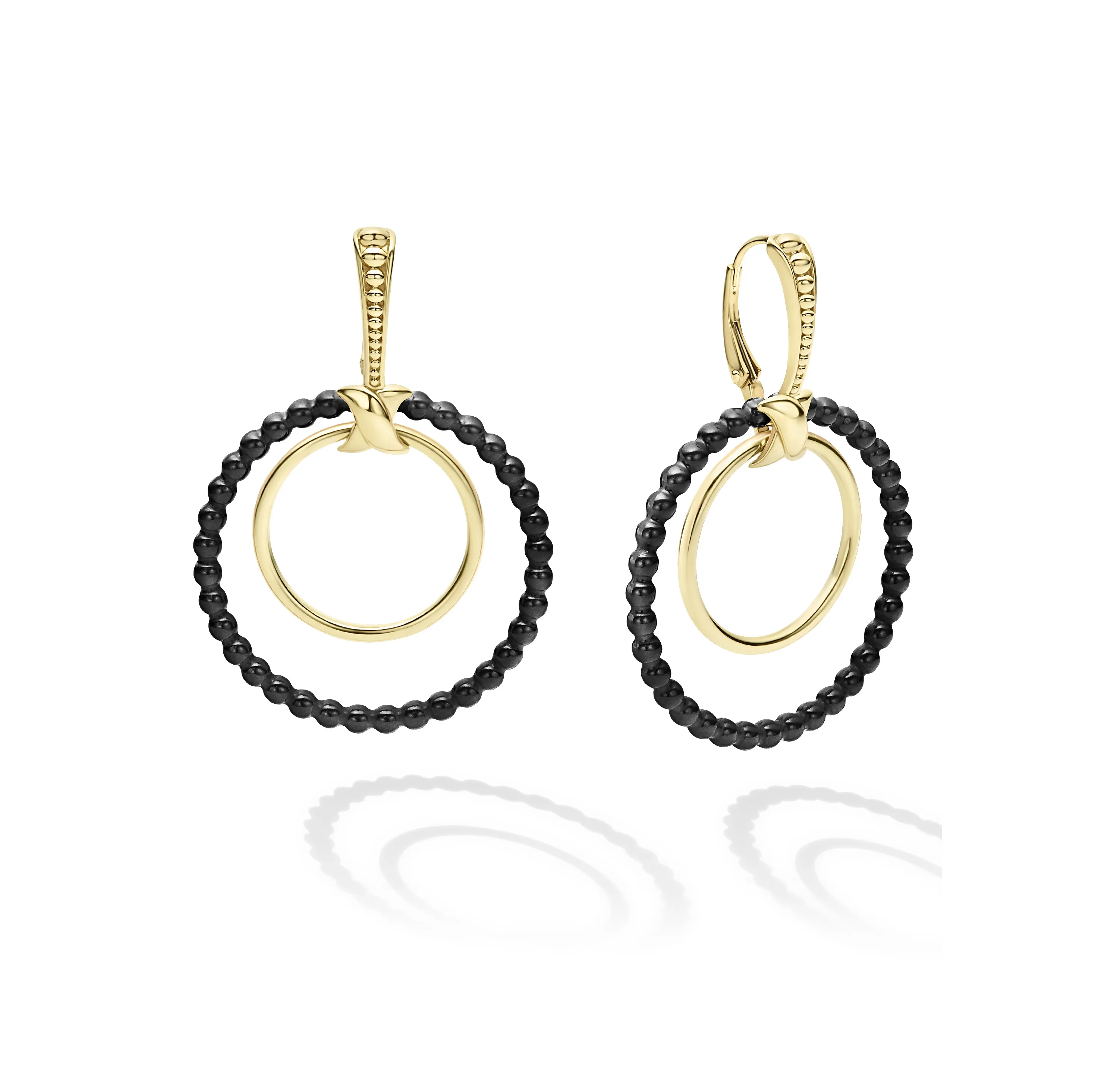 LAGOS Caviar Gold Double Circle Gold Earring Set