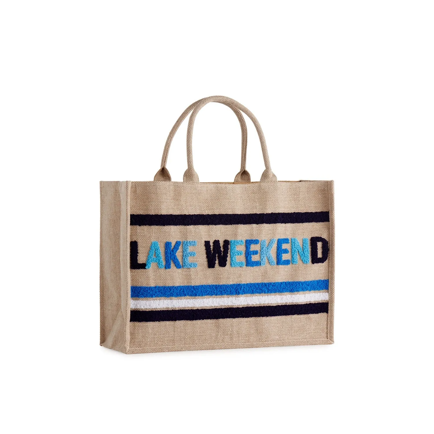 Lake Weekend Bag in Natural with Blues