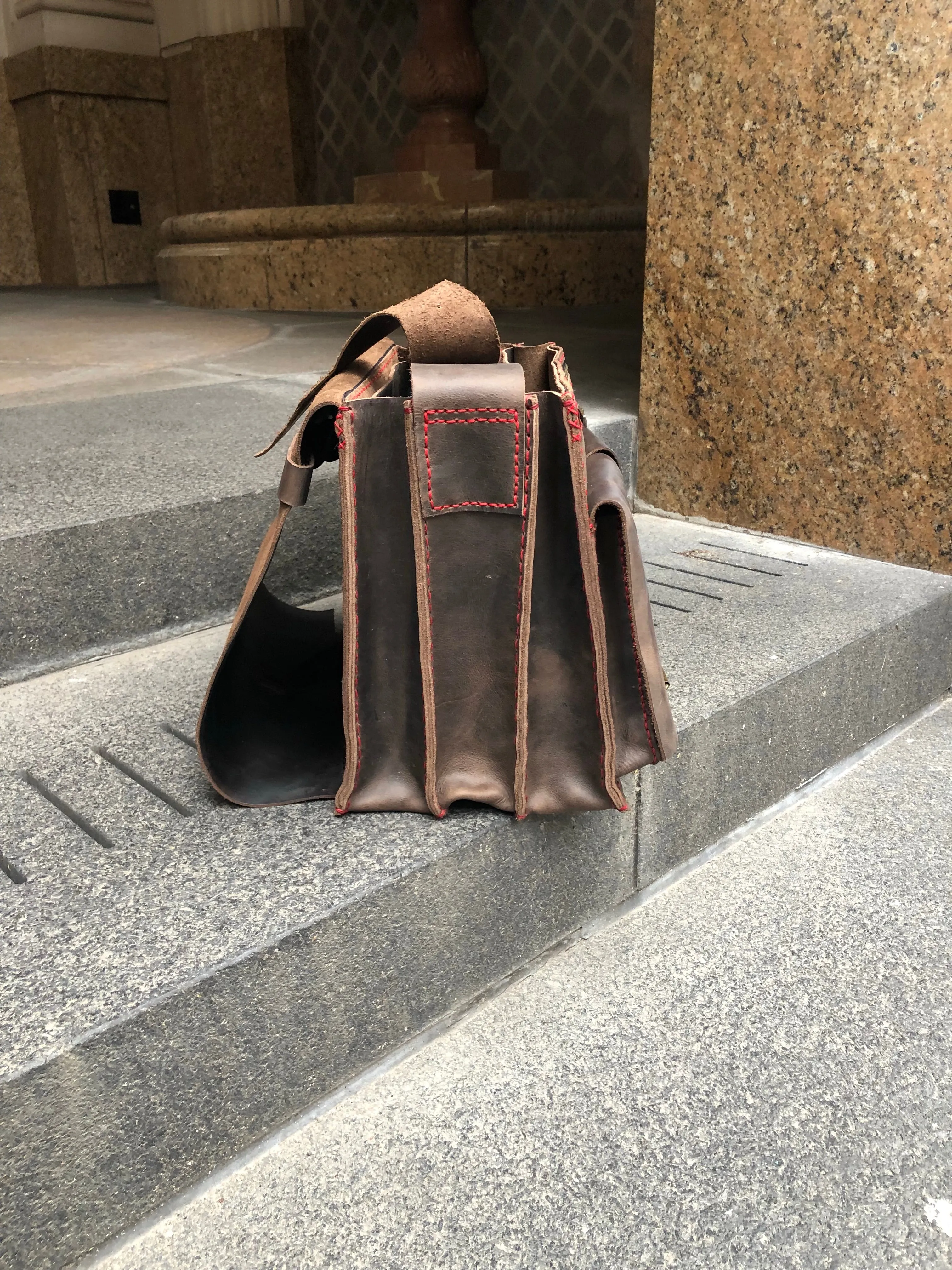 Large Briefcase / Triple Gusset Bag / Handmade Leather Briefcase Made in NY