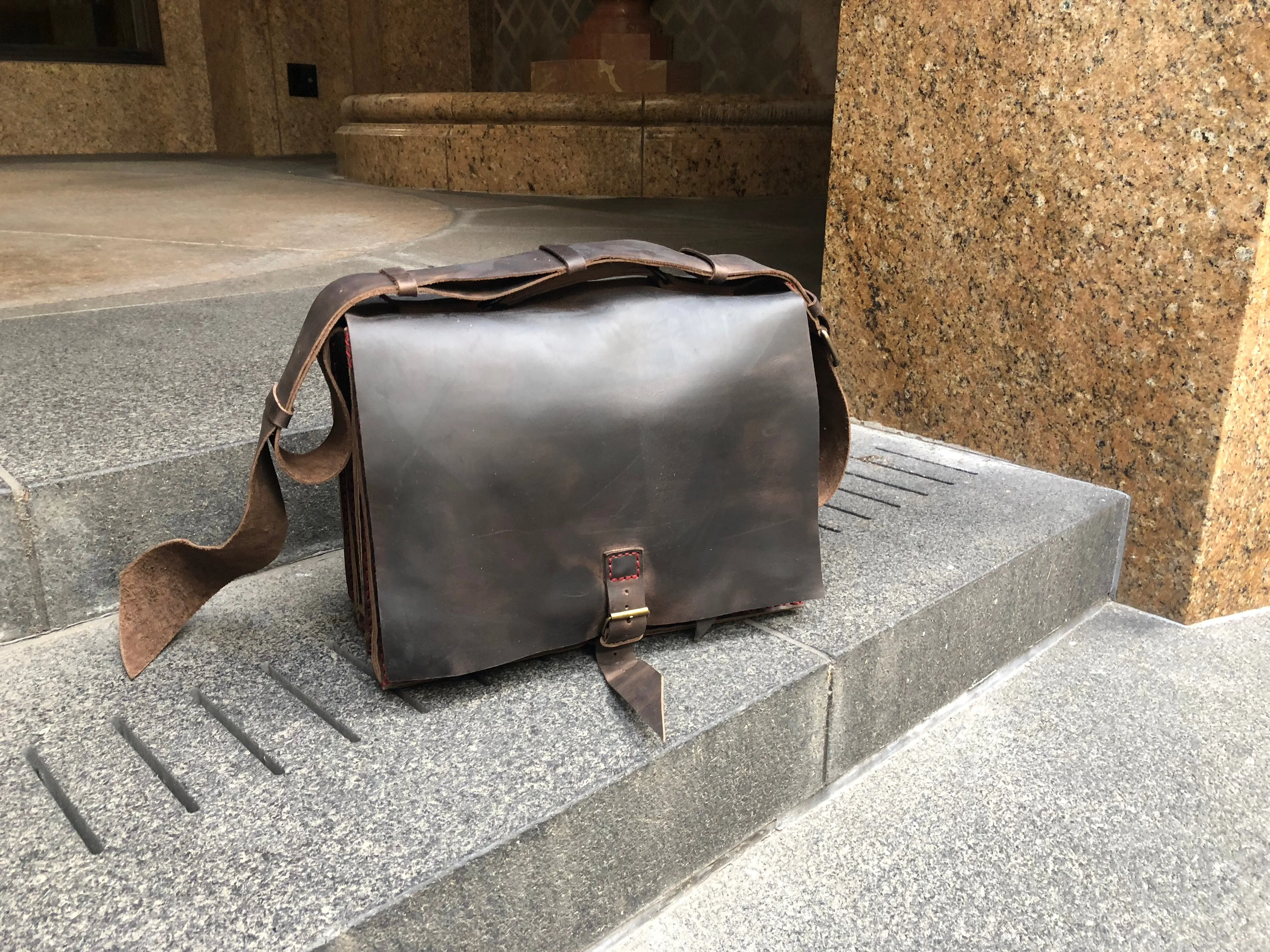 Large Briefcase / Triple Gusset Bag / Handmade Leather Briefcase Made in NY
