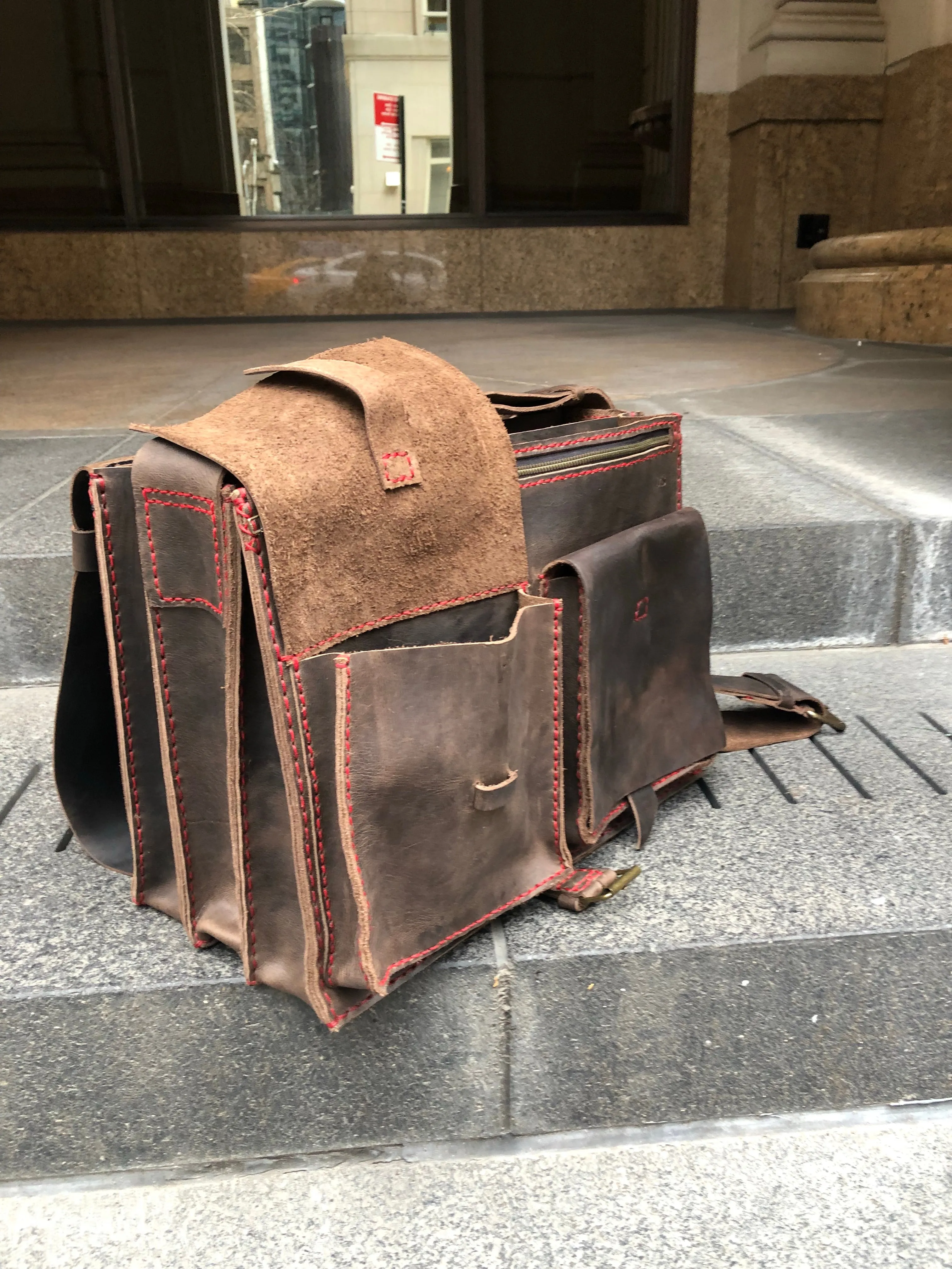 Large Briefcase / Triple Gusset Bag / Handmade Leather Briefcase Made in NY