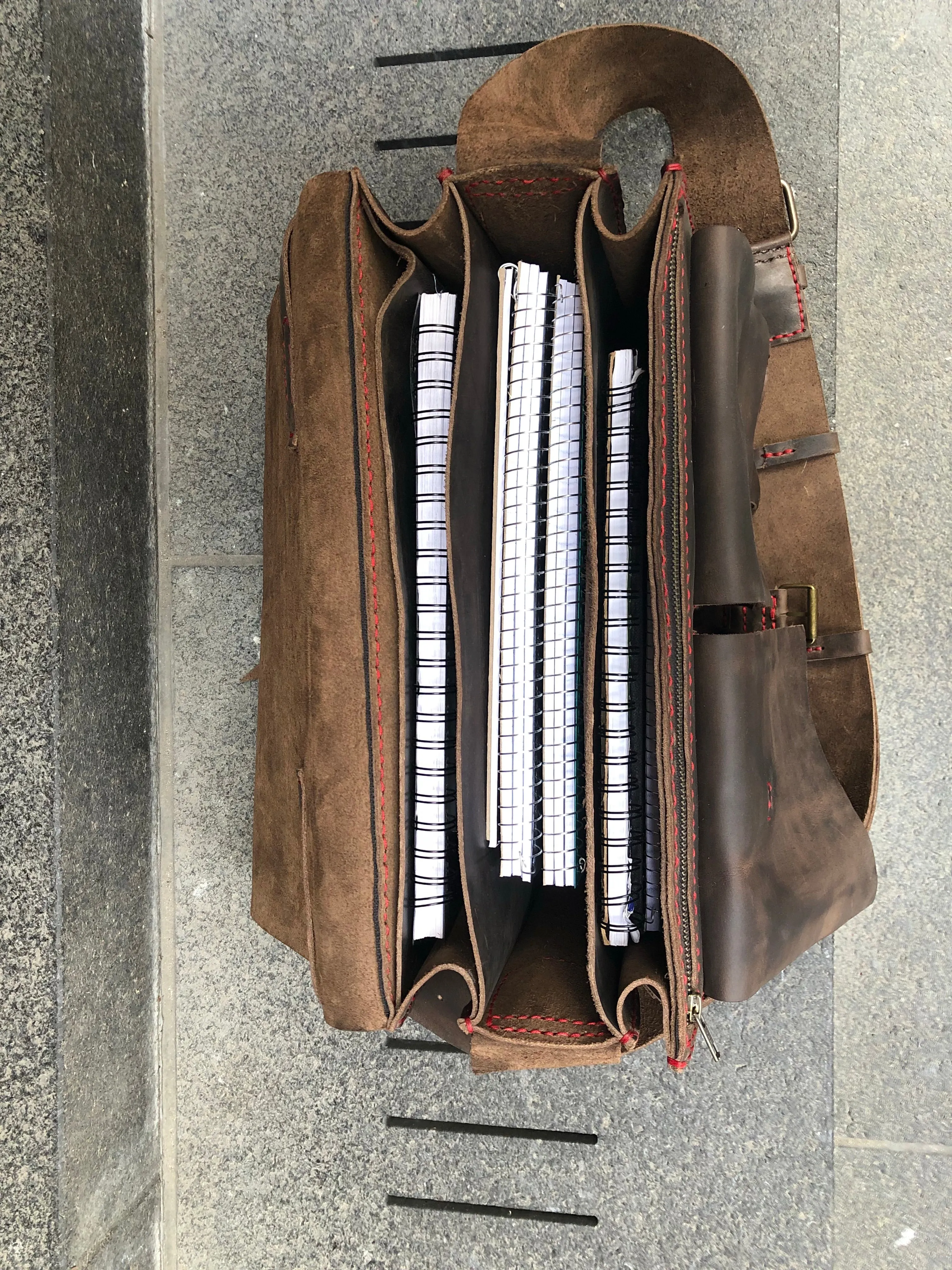 Large Briefcase / Triple Gusset Bag / Handmade Leather Briefcase Made in NY
