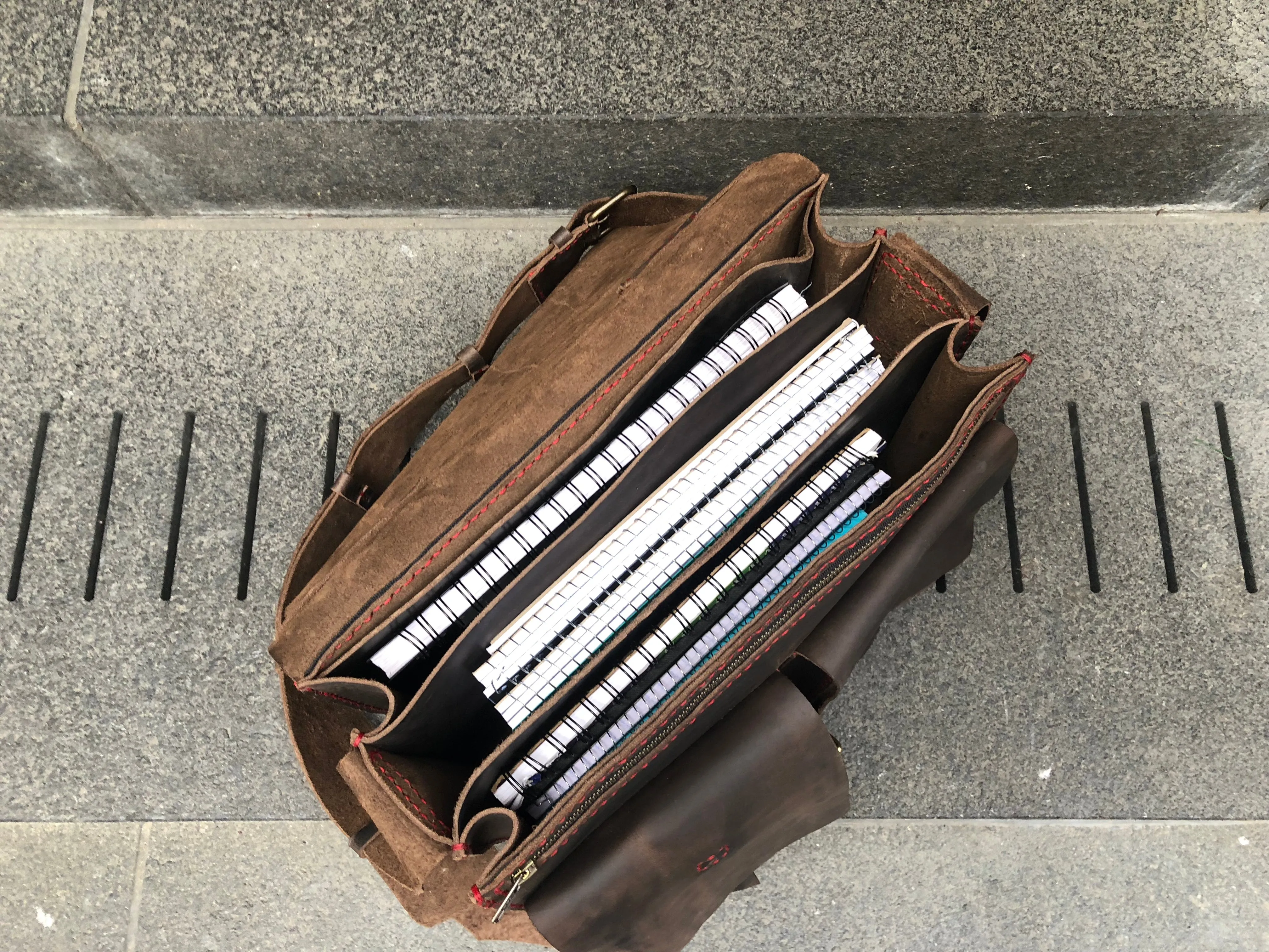 Large Briefcase / Triple Gusset Bag / Handmade Leather Briefcase Made in NY