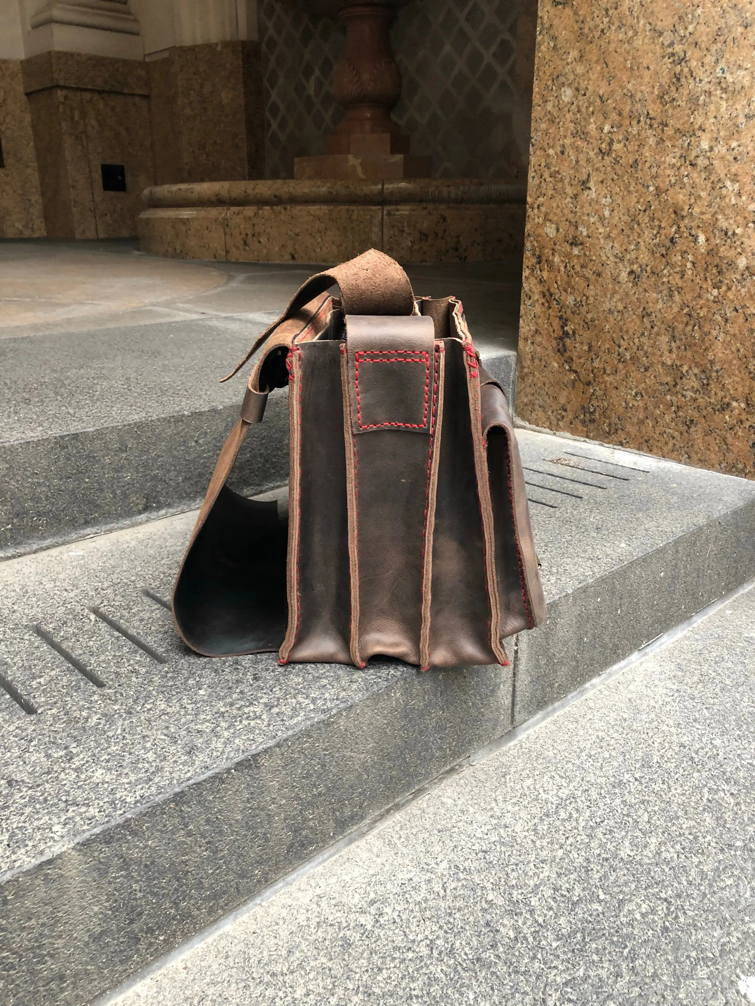 Large Briefcase / Triple Gusset Bag / Handmade Leather Briefcase Made in NY