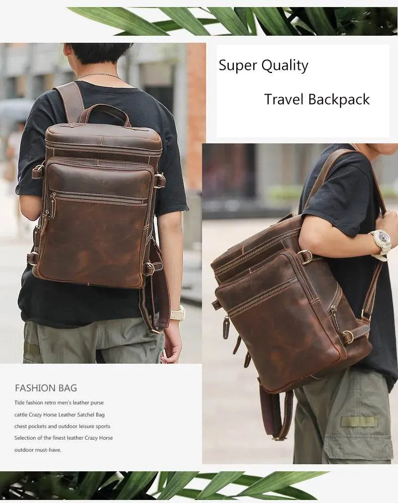 Large Leather Backpack Luxury Designer Laptop Travel Backpack