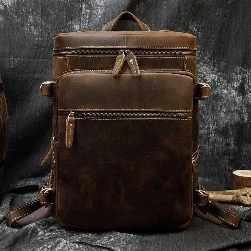 Large Leather Backpack Luxury Designer Laptop Travel Backpack
