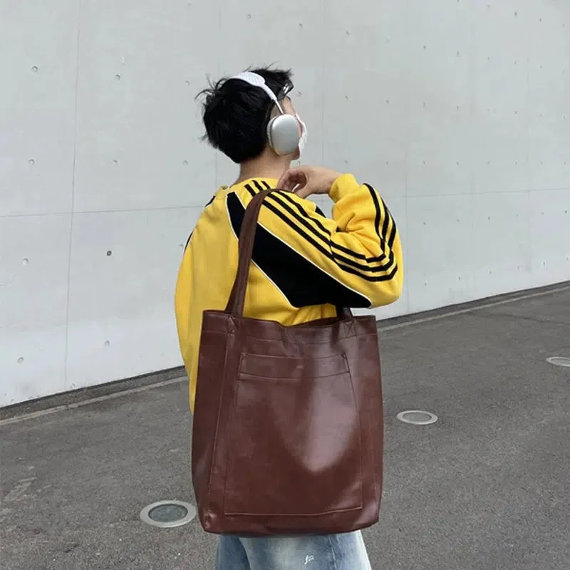 Large Red Leather Tote Bag