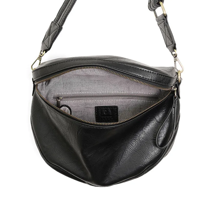 Laura Contrast Strap Sling Belt Bag in Black