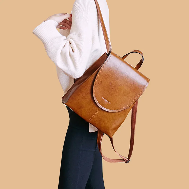 Leather Backpack Women City Backpack Travel Backpack Stylish Shoulder Bag