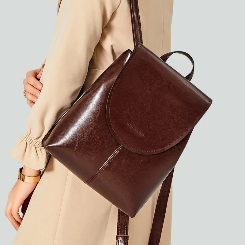 Leather Backpack Women City Backpack Travel Backpack Stylish Shoulder Bag