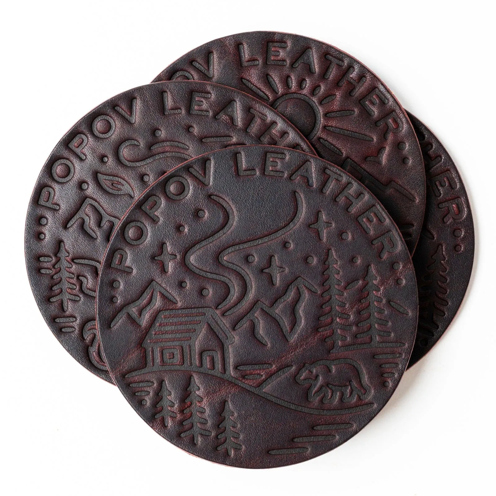 Leather Coasters 4 Pack - 4 Seasons