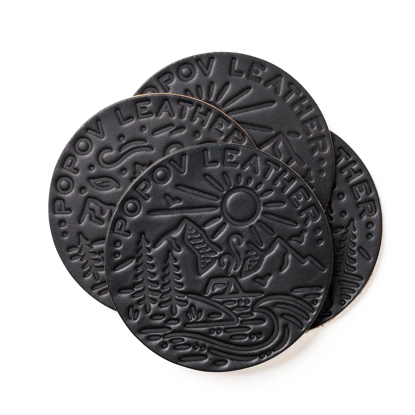 Leather Coasters 4 Pack - 4 Seasons