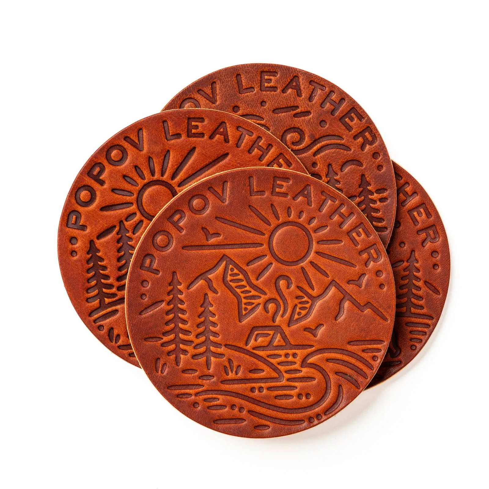 Leather Coasters 4 Pack - 4 Seasons