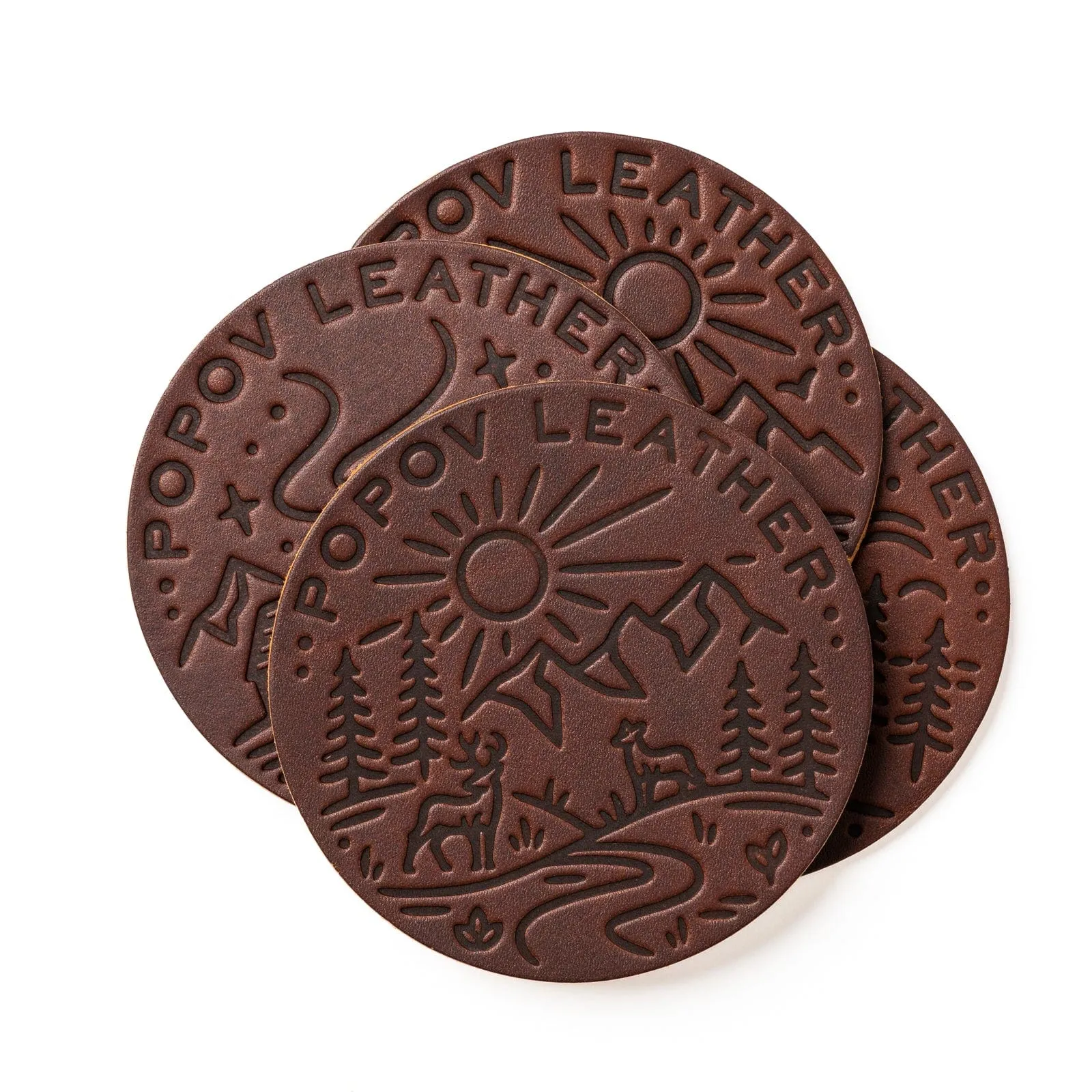 Leather Coasters 4 Pack - 4 Seasons