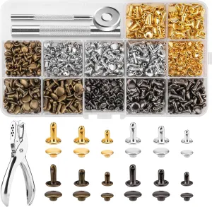 Leather craft tool set 480 Sets Of Leather Rivets 4 Colors 3 Sizes